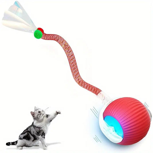Smart Cat Toy Ball – Rechargeable, Motion-Activated Rolling Toy with Tail for Indoor Fun