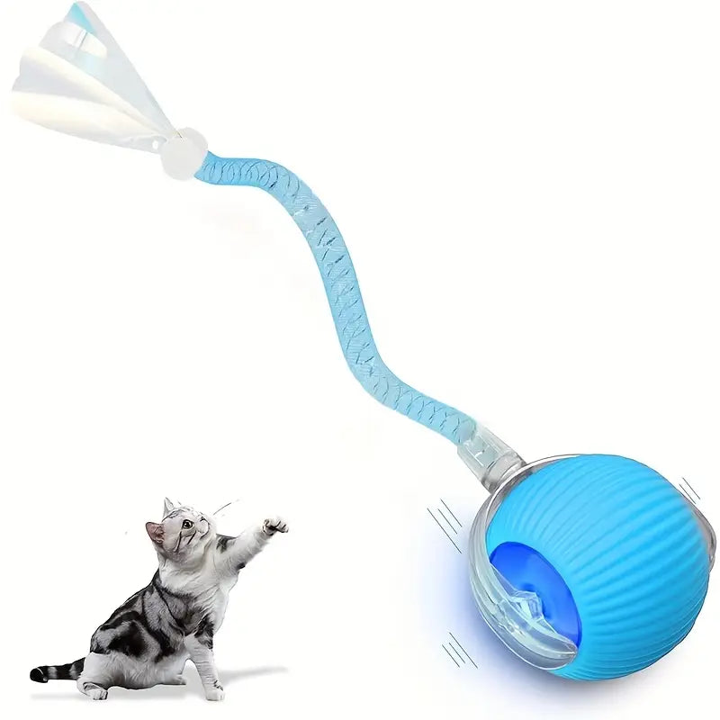 Smart Cat Toy Ball – Rechargeable, Motion-Activated Rolling Toy with Tail for Indoor Fun
