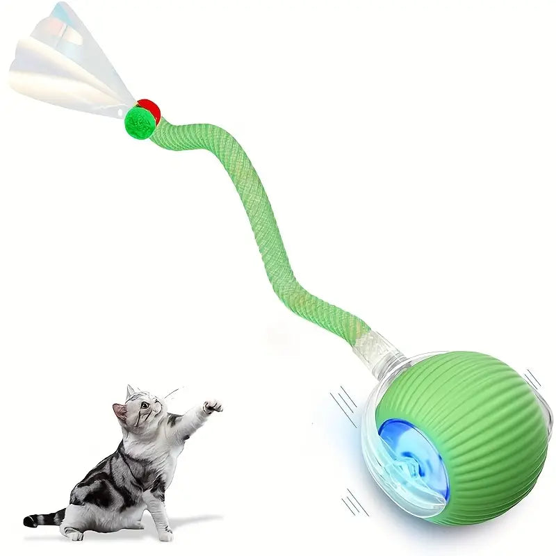 Smart Cat Toy Ball – Rechargeable, Motion-Activated Rolling Toy with Tail for Indoor Fun