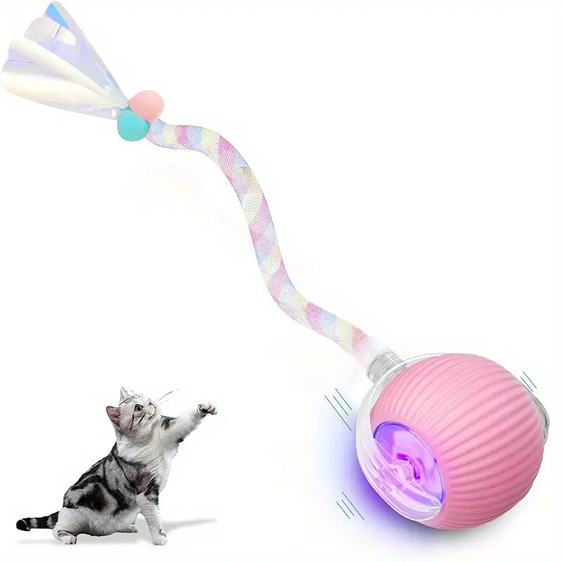 Smart Cat Toy Ball – Rechargeable, Motion-Activated Rolling Toy with Tail for Indoor Fun